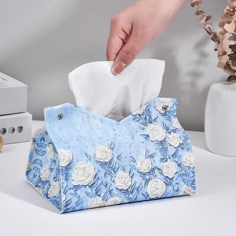 LIEI Creative Cartoon Oil Painting Rose Tissue Box