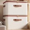 Breathable Cotton Linen Storage Box With Zippered Dustproof Lid For Clothes Bedding Home Organization Supplies