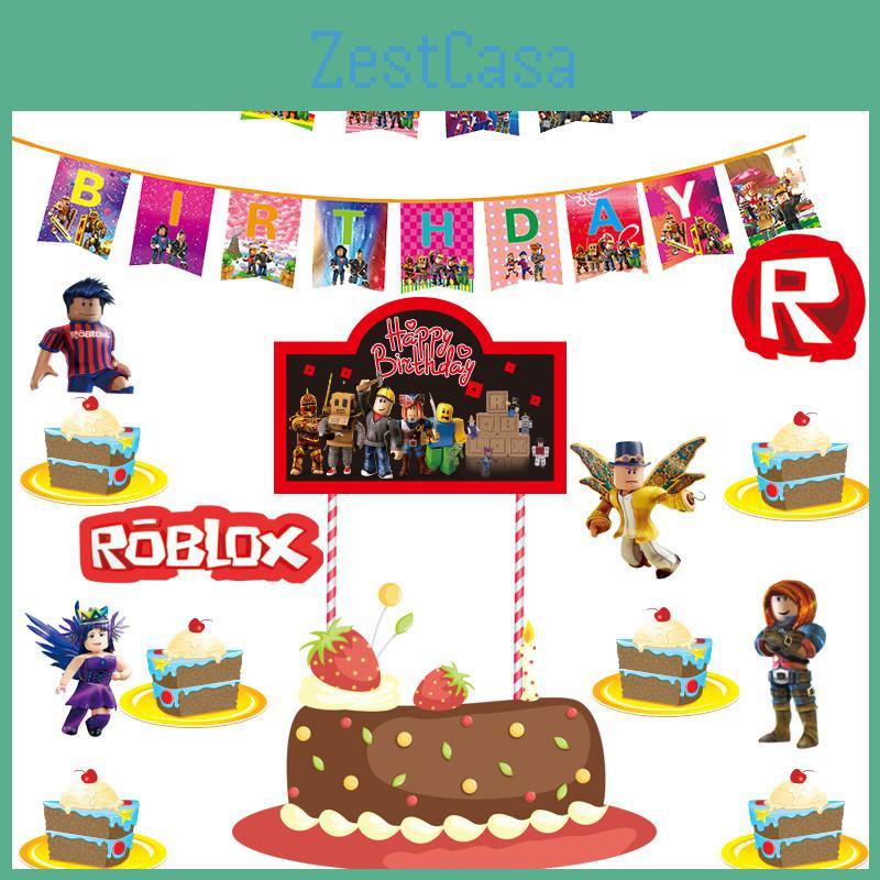 Roblox Theme Game Party Supplies Kids Birthday Banners Cake Toppers Decorations