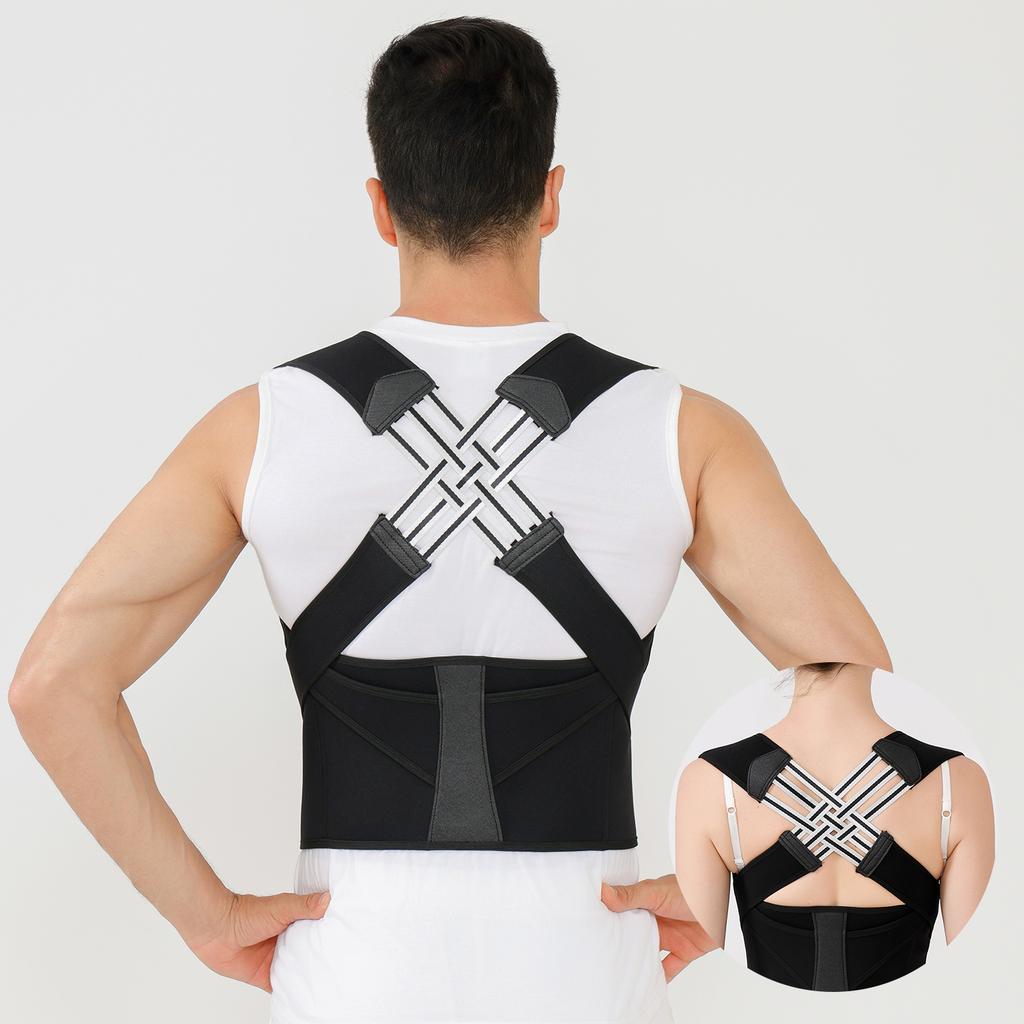 Korektor Postawy Regulowany Pas Podtrzymujący Plecy Zapobiegający Zniekształceniom Kręgosłupa i Garbieniu Odpowiedni dla Mężczyzn i Kobiet