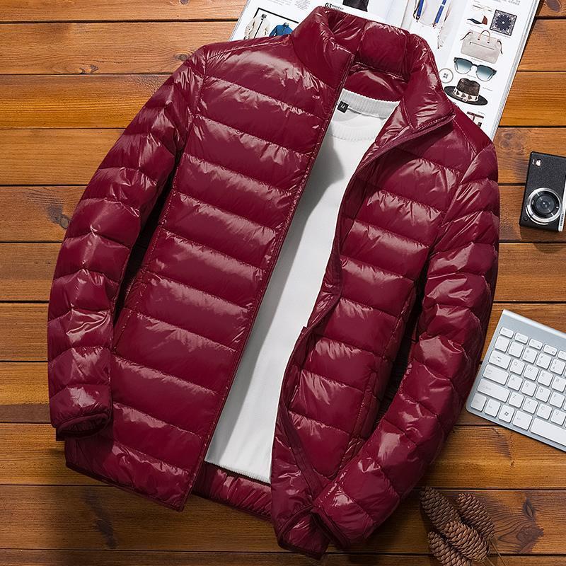 

Мужская ультратонкая легкая куртка из хлопкового пуха, осень/зима 2023 г., корейский стиль, модный воротник-стойка 5XL 170–190 jin