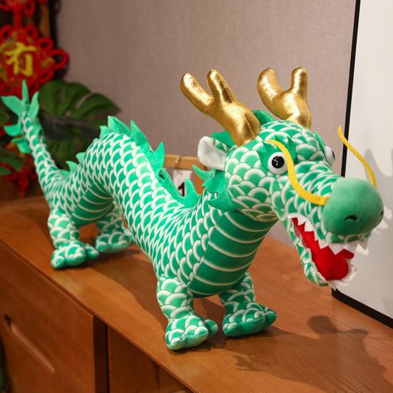 Zodiac Dragon Plyšová panenka Stojící Postoj Kreslený drak Maskot Plyšové Ornament Kawaii Vycpané zvířátko