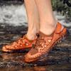 Men's Sandals Men's Summer New Authentic Leather Toe Box Hole Shoes Breathable Soft Leather Sandals Tide Beach Shoes Plus Size