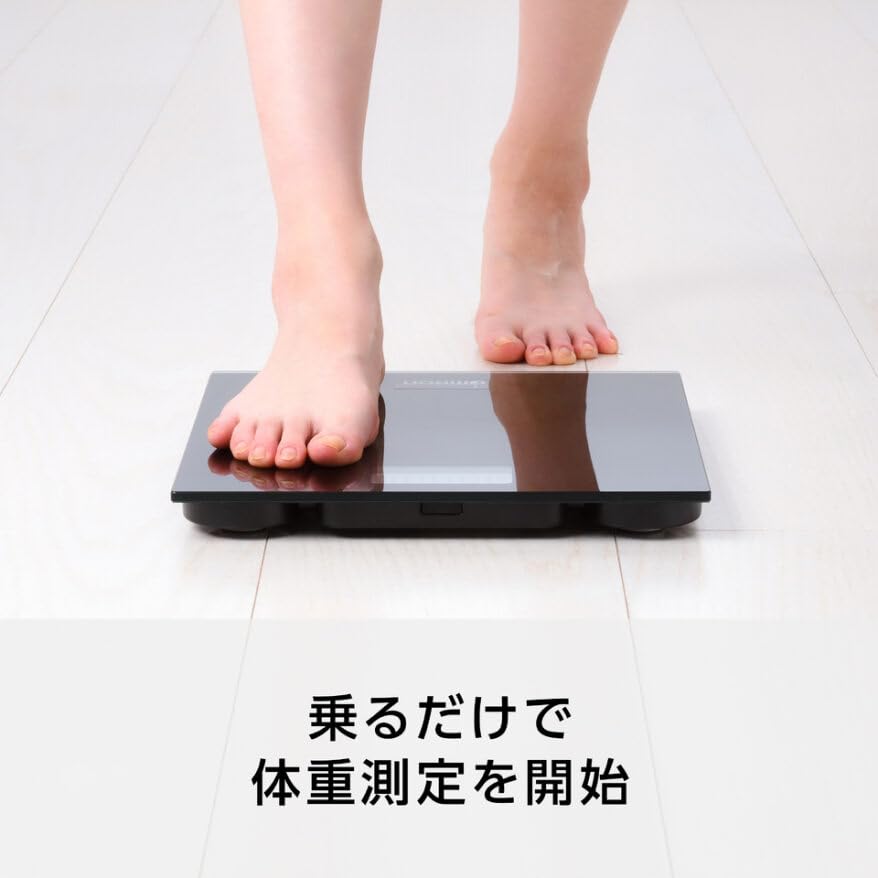 Omron Bathroom Scale, Black, HN-300T2-JTBK. Smartphone connectivity, automatic data transfer, automatic recognition, measurement starts simply by step