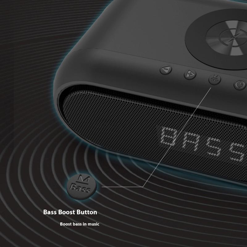 Portable Bluetooth-compatible Loudspeaker with Clock LED Time Display 15W Wireless Charging Multifunctional Digital Clock