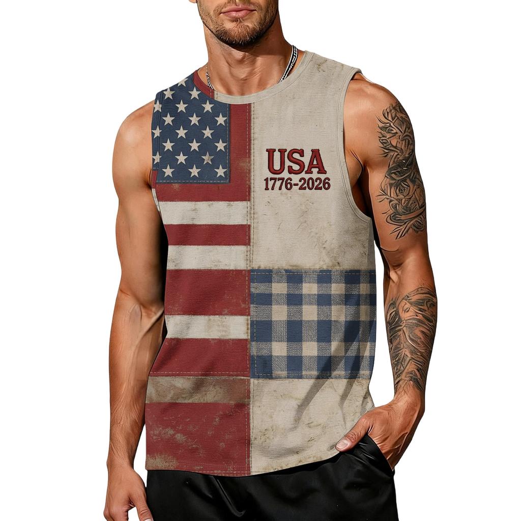 Uomo 4 Luglio Camicie USA Muscolo Senza Maniche Magliette Patriottiche