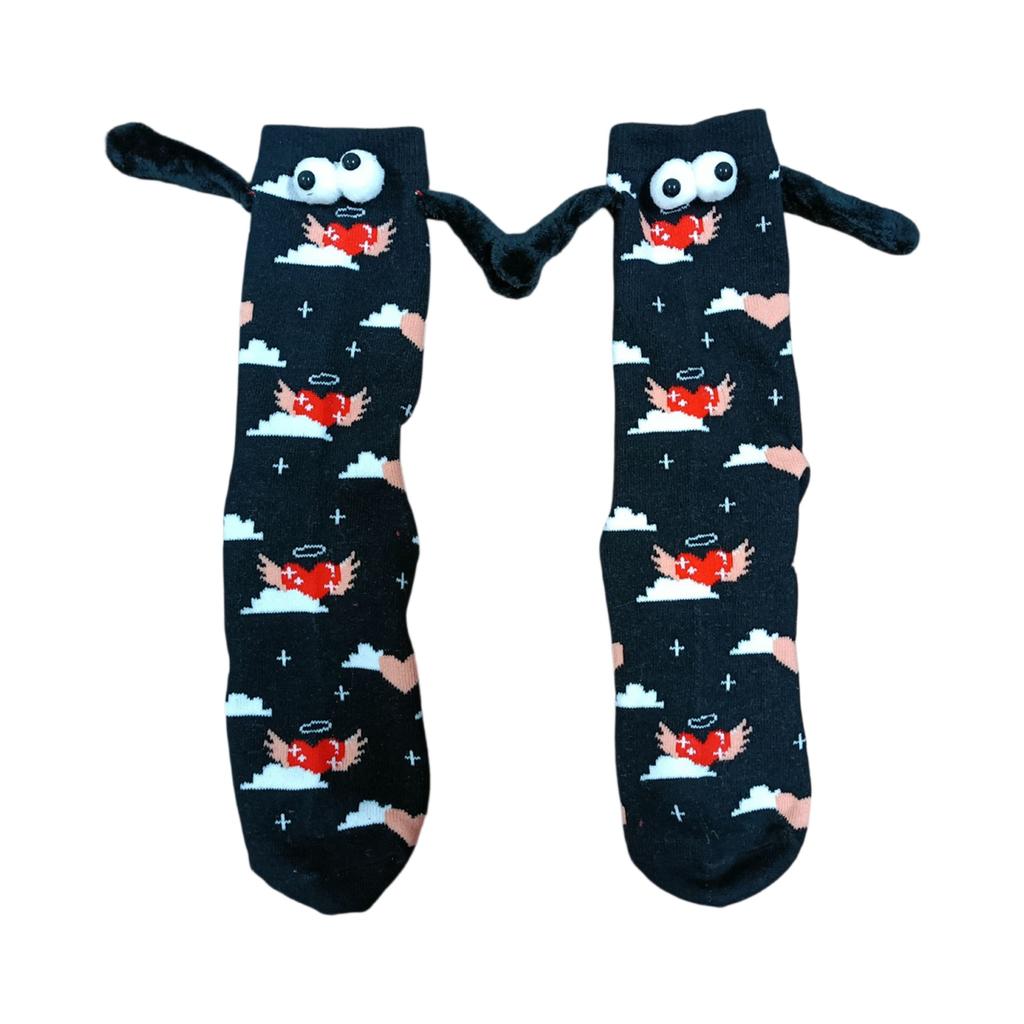 Valentine's Day Couple Heart-Shaped Magnet Socks With Hand-Holding (Mid-Calf Socks)