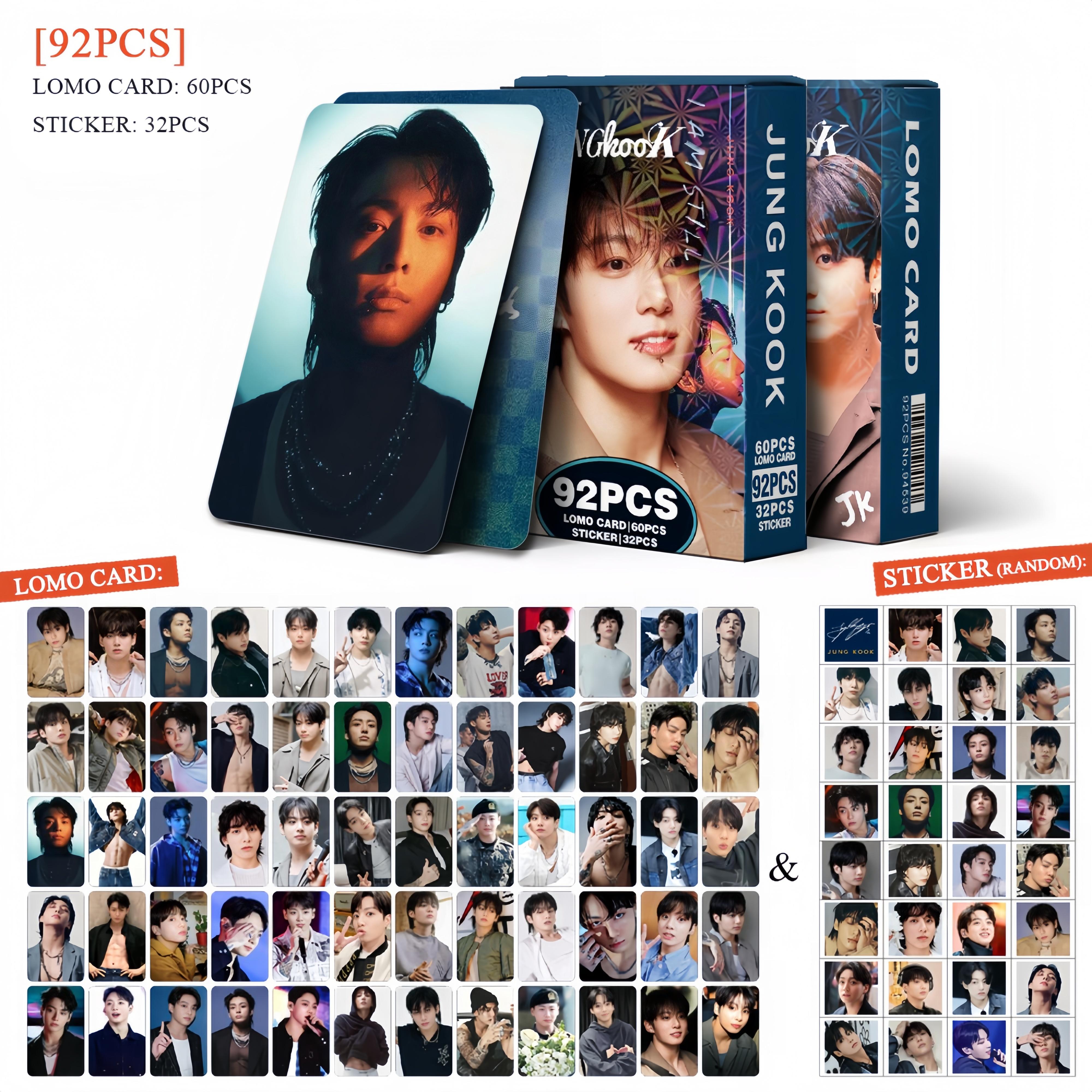 92 Stück Fotokarte Jungkook-Thema Sammlerwürdige Fotokarten Hochauflösender Druck Fan-Merchandise Koreanische Pop-Fans Unterstützerkarten Geschenke gray