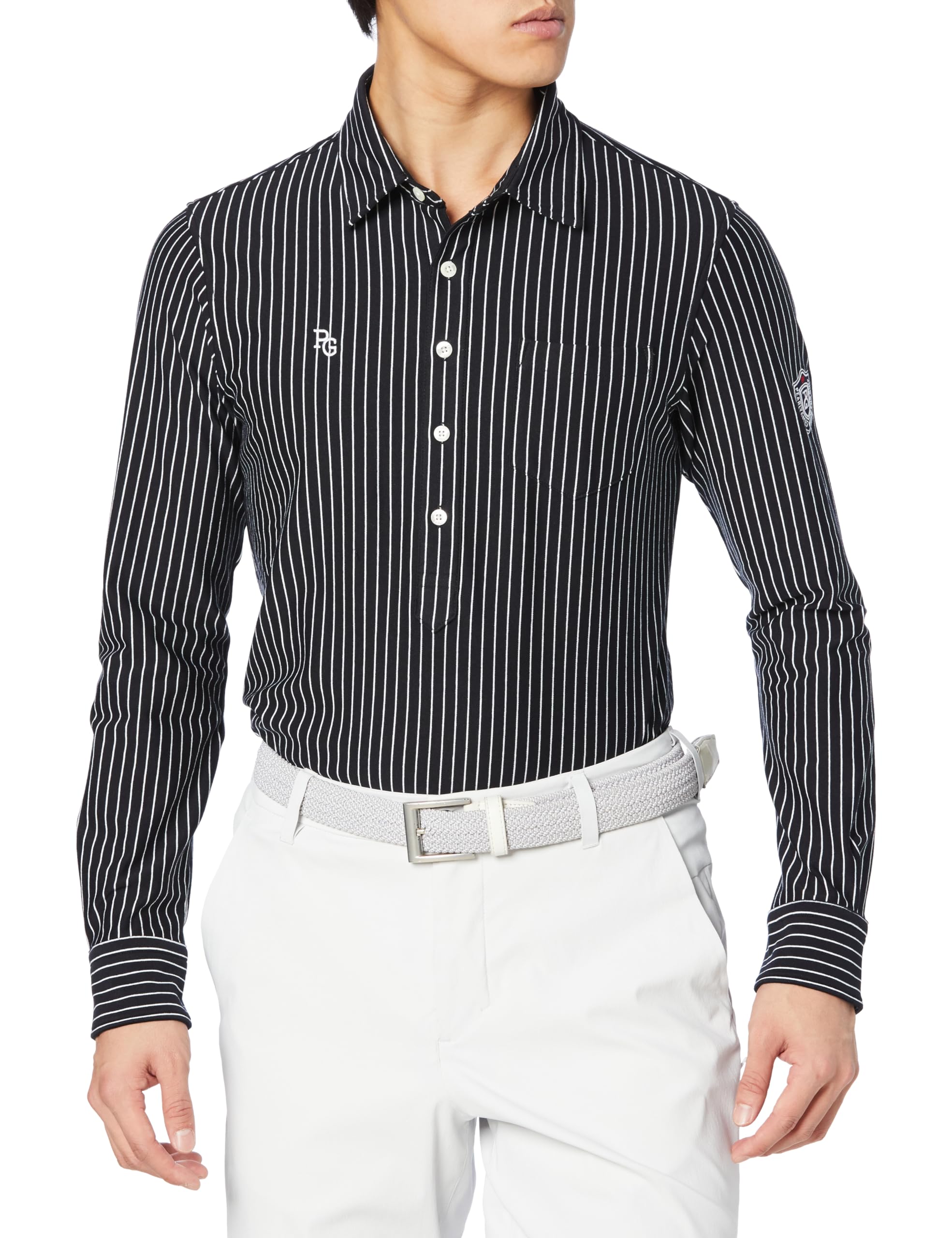 

long sleeve polo shirt float stripe Golf Navy x White 6 [Pearly Gates] Men s (bear pattern/stretch) / / 053-3261903 121_Dark [LL]