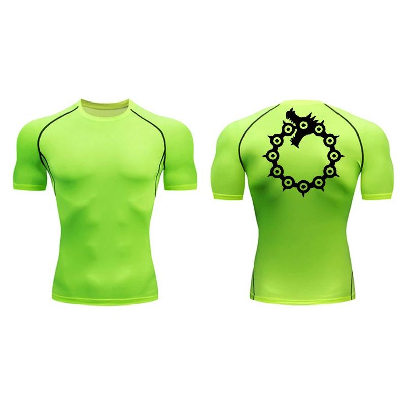 

Стильные графические компрессионные футболки для мужчин, спортивные быстросохнущие футболки, футболки, базовые слои для тренировок в зале, летние футболки с коротким рукавом, рашгард XXXL