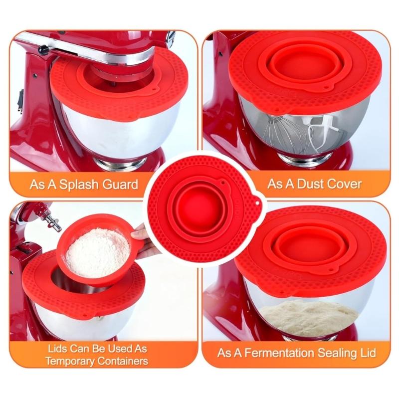 Silicone Mixing Bowl Cover Splash Proof Stand Mixer Bowl Lid for 4.5-5QT Tilt Head Stand Mixers Bowl Kitchen Accessory