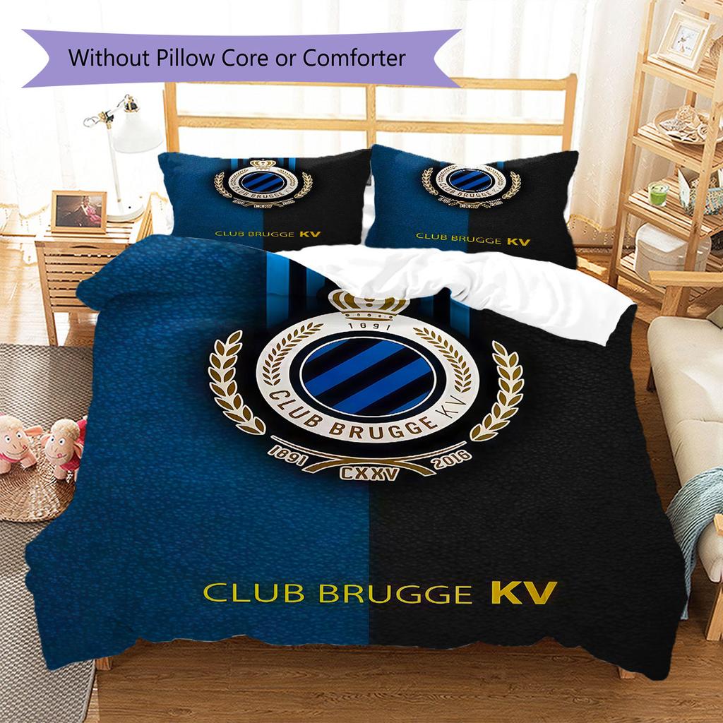Club Brugge KV Pattern Bedding,Quilt Set Quilt Cover Pillowcase Home Birthday Gift(1 * Duvet Cover + 2 * Pillowcase, Without Core)
