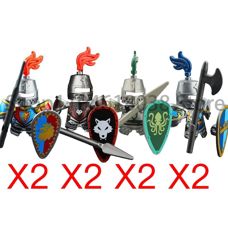 Medieval Military Figures Octopus Sea Demon Knights Building Blocks Weapons Accessories Sword Temple Spear Shield MOC MINiBricks