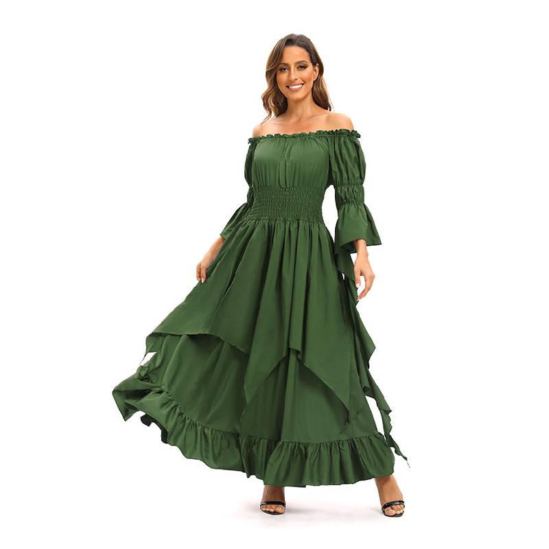Ladies Colored Dress Medieval Costume Halloween Party Dance Performance Gift