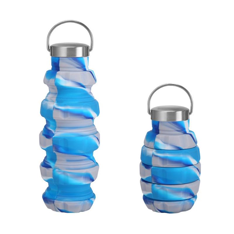 Portable Silicone Retractable Grenade Water Bottle 500ML Collapsible Sports Water Bottle Foldable Reuseable Drinking Cup Travel