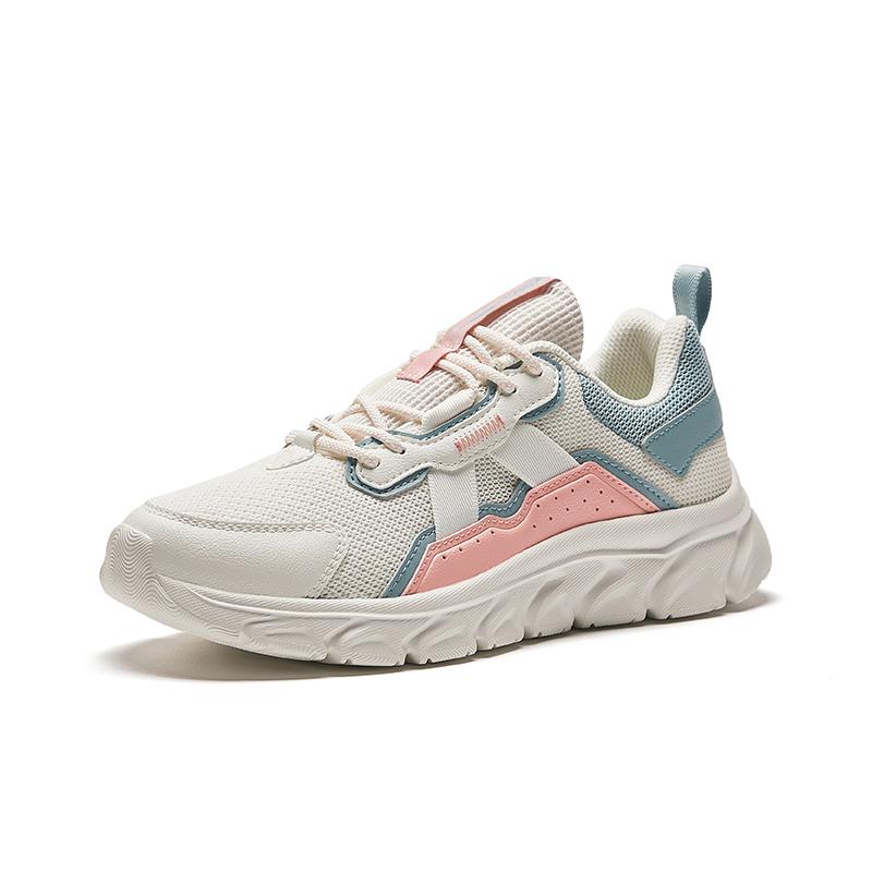 Anta Cushioning Wear-Resistant Low-Top Running Shoes Women's White Pink Cyan Sneakers