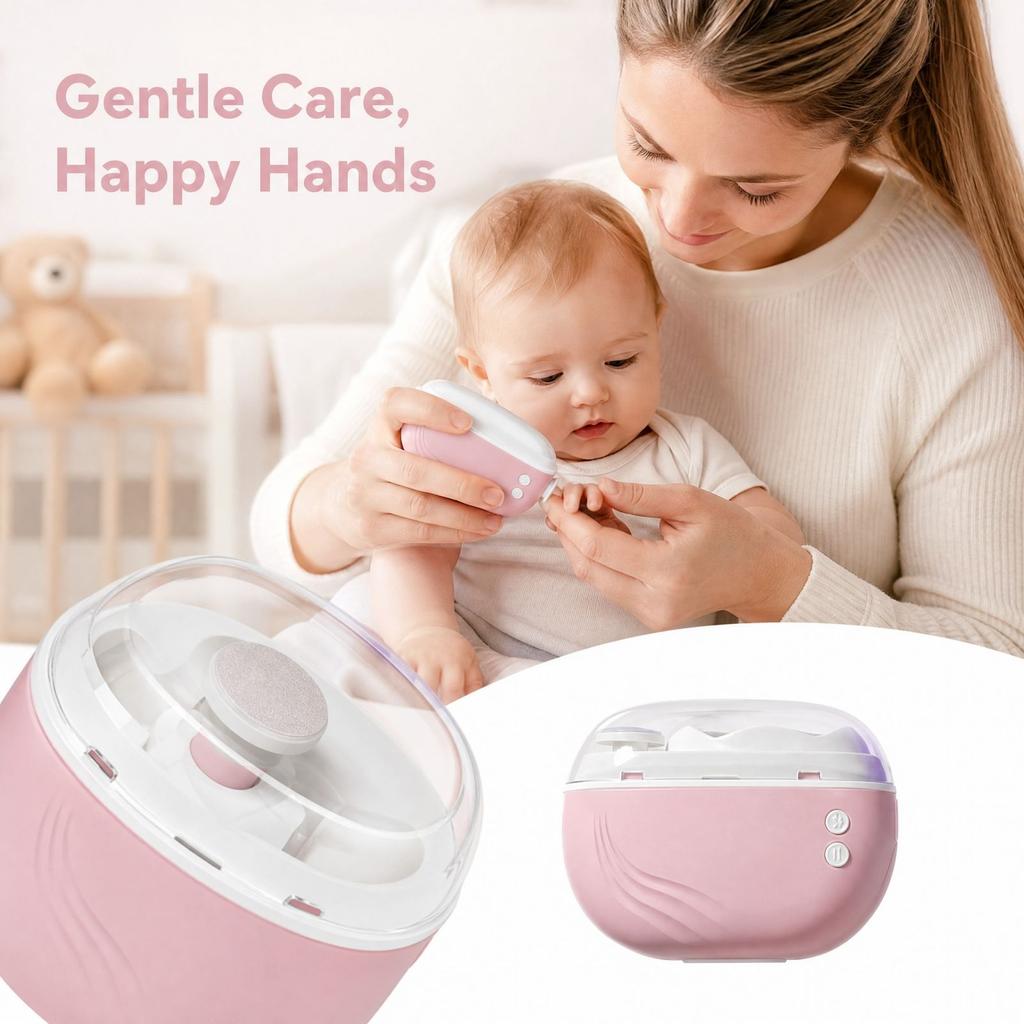Nail for Baby, Nail Grinder with Nail Clipping Catcher and -Pinch Design, Portable Manicure Pedicure File for Infants, Toddlers and Adults