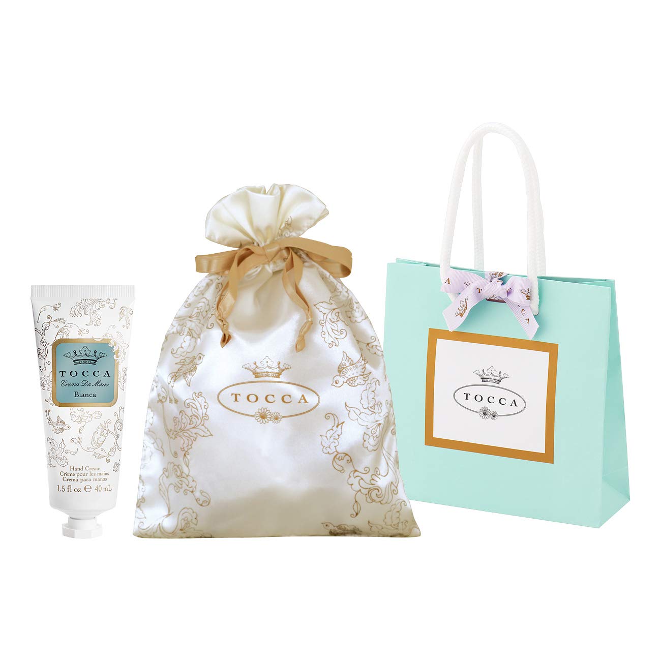 

TOCCA Hand Bianca with drawstring pouch shopping bag with carrying subtly sweet and fresh Cream, Scent, 40mL, & (Hand moisturizer, gift, bag, scent)
