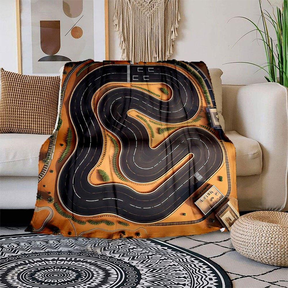 

Desert Raceway: Aerial View of an Extreme Racing Track Blanket Flannel Throw Blanket for Sofa, Bed, Travel, Camping, Office, Couch, Chair, 150x180cm