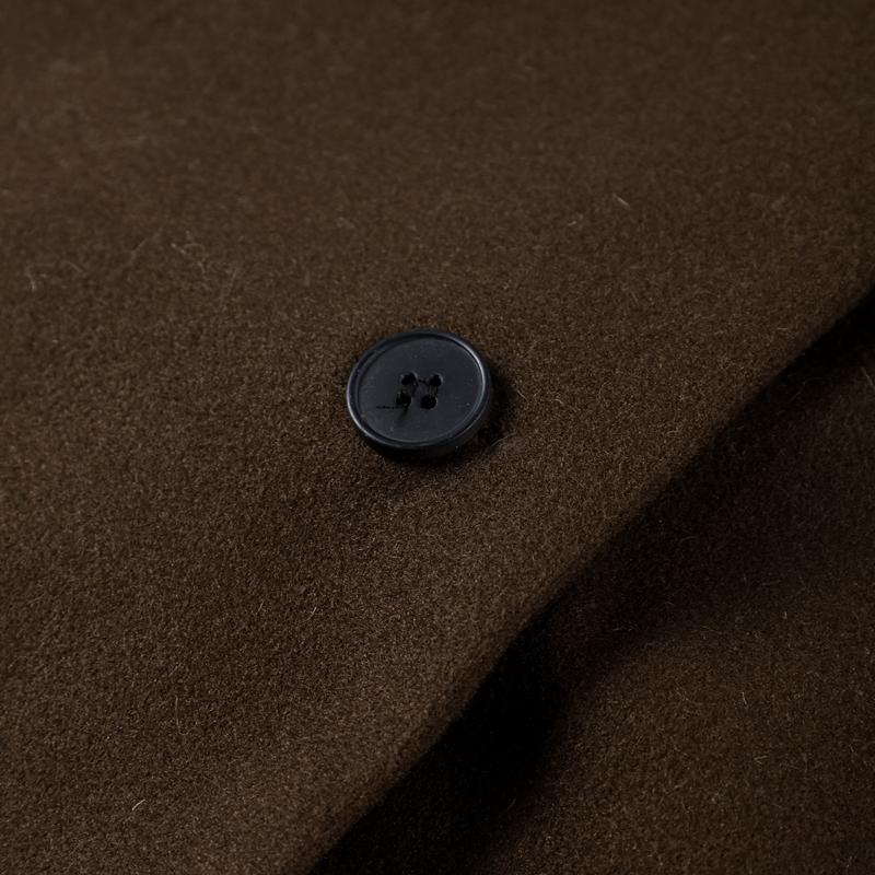 Brown Lapel Woolen Coat Synthetic Fabric Women's Double Breasted Long Sleeve Warm Coat Straight Tube Version Autumn and Winter