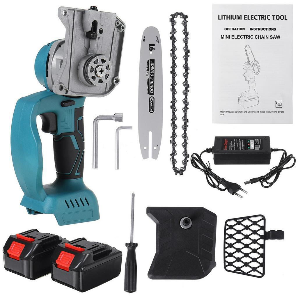 21V Cordless Electric Chain Saw Wood 8inch / 10inch Mini Cutter One-Hand Saw Woodworking Tool