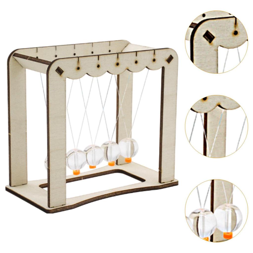 Newtons Cradle Balance Balls DIY Assembly Wooden Base Ball for Home Ornament Adults and Kids