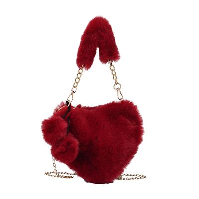 New Handbag Bag Plush Love Bag Fashion Portable Peach Heart Bag Chain Bag Single Shoulder Messenger Bag Women's Bag