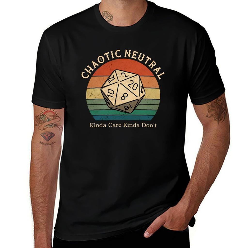 Chaotic Neutral Kinda Care Kinda Dont Vintage Tshirt High Elasticity Sports Tee Shirt