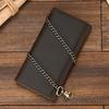 Men's Crazy Horse Leather Wallet, Long Wallet, Iron Chain Anti Theft Handbag, Multi Card Mobile Phone Bag, Money Clip, Zero Wallet