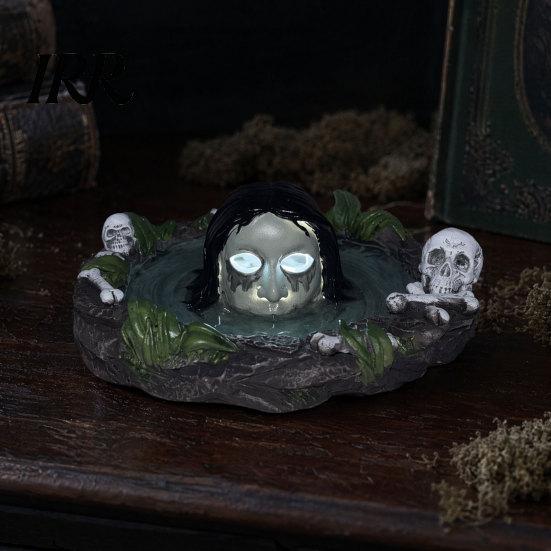 Durable Resin Ashtray Halloween Scary Ghost Ashtray, Spooky Water Skull Haunted House Decor Ash Tray for Living Room, Home Office Desk