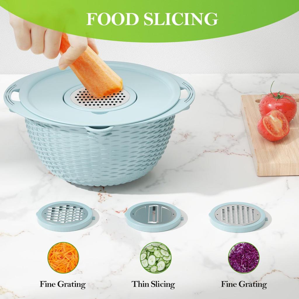 Stainless Steel Inner Liner, Rotatable Double-Layer Vegetable Washing And Shredding Tool, Basket