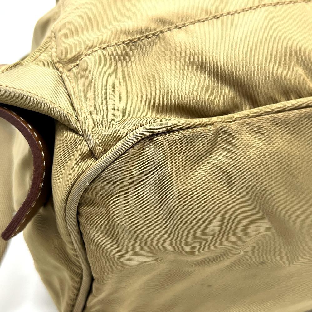 PRADA Logo Plate W Pocket Backpack Backpack Nylon Brown/SilverHardware