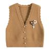 Spring and Autumn Fashionable Small Flower Short Knitted Vest Women's Sweater Vest