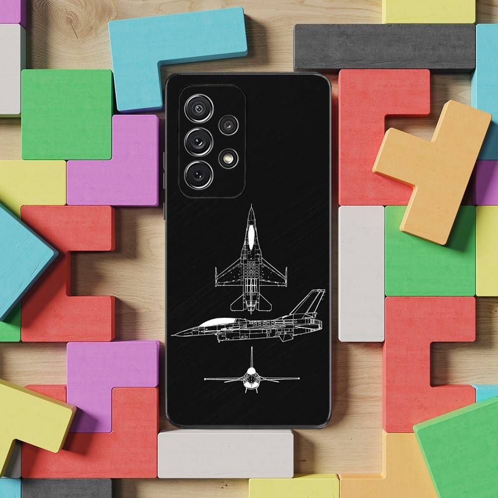 Blueprints Art Aircraft Phone For Samsung S22,Ultra,S25,S24,S23,FE,Plus,S21,S20,Lite,S10,S9,Soft Silicone Black