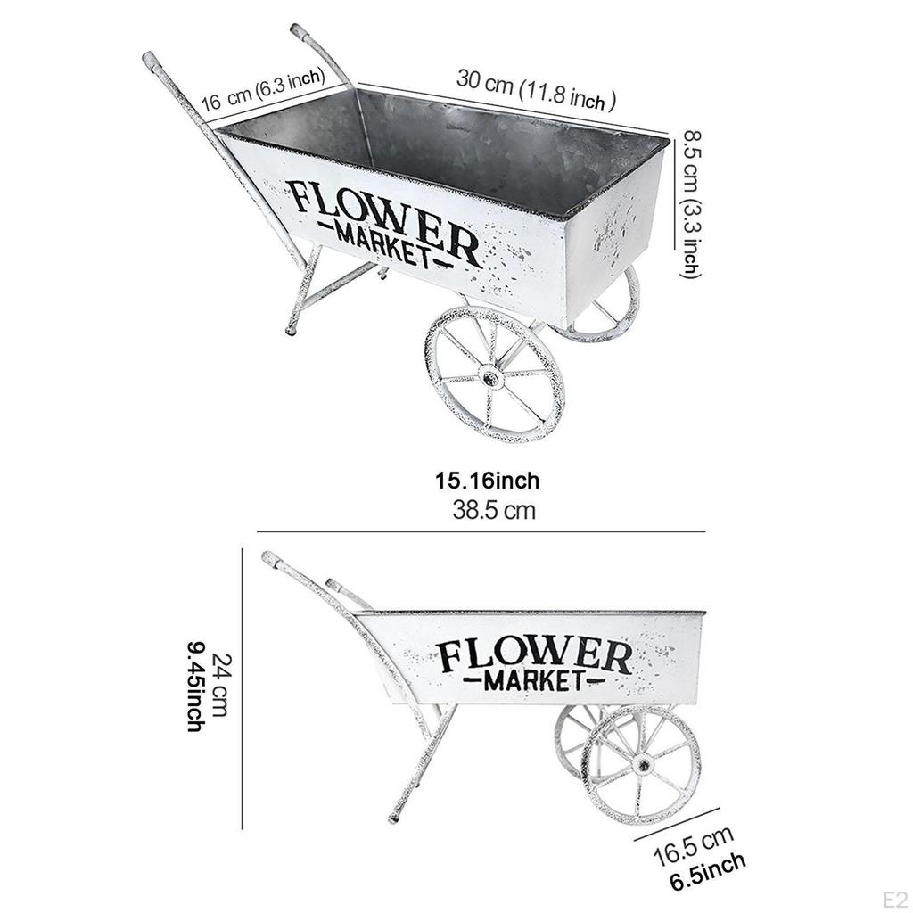 Flower Trolley Wagon Planter Garden Decor Easy To Use Sturdy for Entryway Backyard