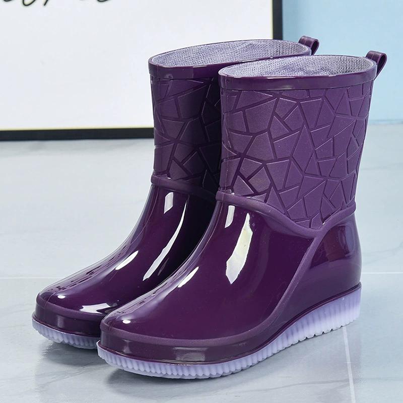 Gelee Anti-Rutsch Dicke Regenstiefel für Damen Im Sommer, Tragen von Verschleißfesten Regenstiefeln mit Kurzen Ärmeln und Modischen Wasserdichten Überschuhen