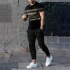 Men Summer Sets Short Sleeve T Shirt Trousers 2 Pc Sets Print Oversized T-shirts Pants Suits Casual Tops Sweatpants Men Clothing