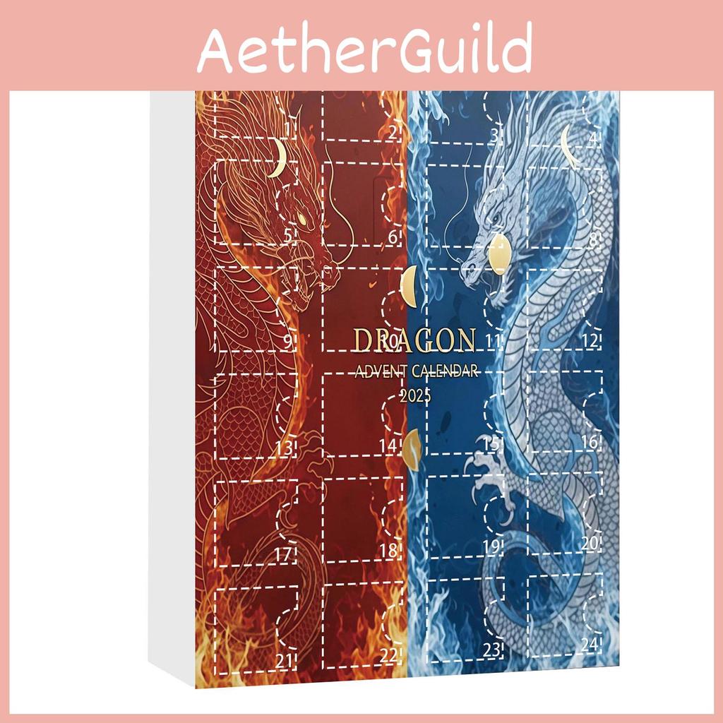 Wasser Feuer Drache Weihnachts-Adventskalender Mit Flachen Acryl-Ornamenten Für Feiertagsdekoration Und Zum Verschenken