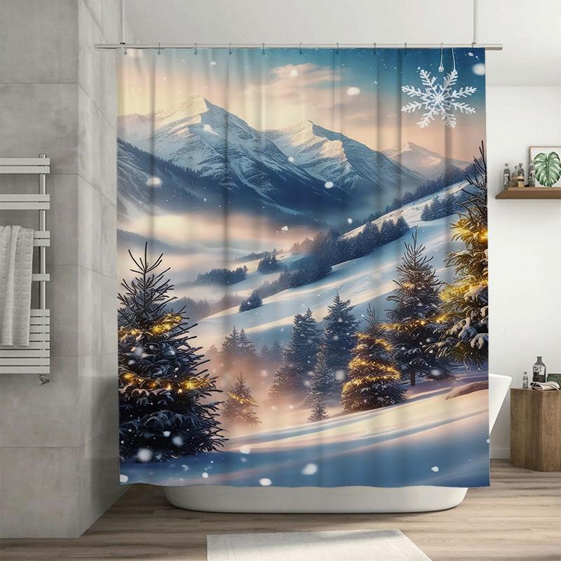 

Tuniu Winter Forest Landscape Shower Curtain Majestic Snowy Trees Nature Decor Serene Spa Bathroom Set Cozy Woodland Wildlife Sc W60H190(CM)-1 Pcs