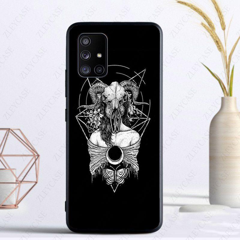 Pentagram 666 Demonisk Satanisk fodral För Samsung Galaxy A13 A53 A11 A12 A32 A22 A52S A10S A41 A42 A33 A30S A40 A51 A71 A21S Fodral