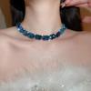 Elegant Rhinestone Geometric Earring and Necklace Set with Color Block Design