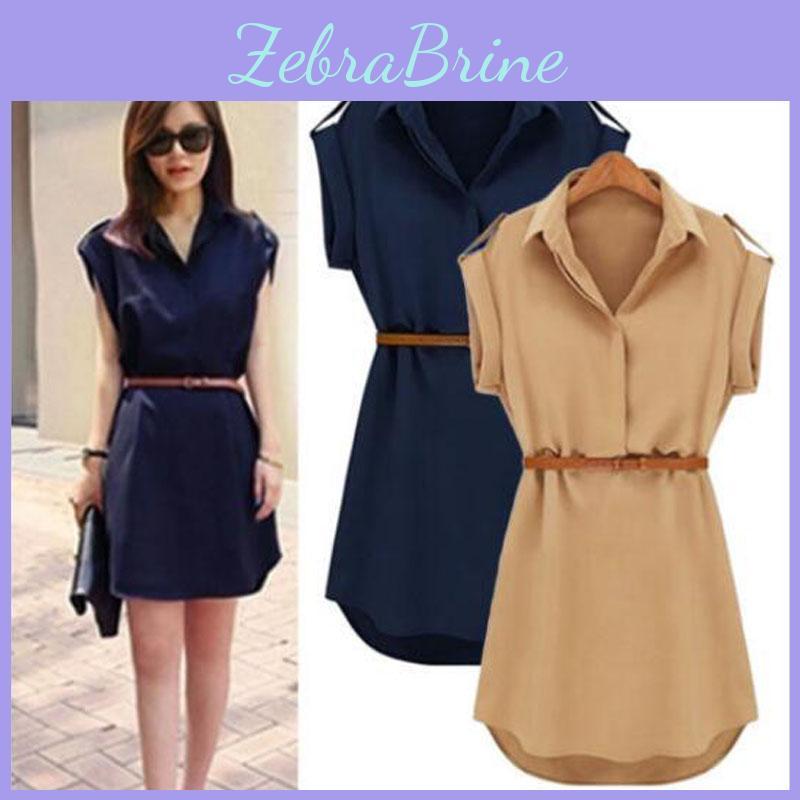 Elegant Summer Women's Shirt Dress In Chiffon With A Casual And Loose Fit