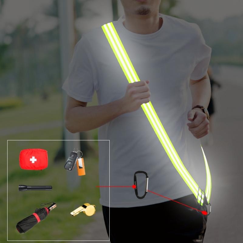 Reflecterende banden voor wandelen in het donker, reflecterende riem met hoge zichtbaarheid, verstelbare elastische reflecterende heupriem voor hardlopen