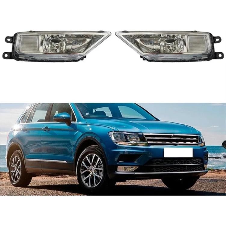 Compatible For VW Tiguan 2017 2018 2019 2020 2021 Car Front Bumper Fog Light Assembly Fog Lamp With Halogen Bulbs Left Right(Left)