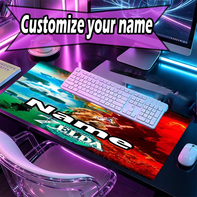 Custom Name Personalized The Legend of Zelda Pattern Mousepad, Laptop PC Desk Mat, Decorative Desk Mat for Home Keyboard Pad Gift