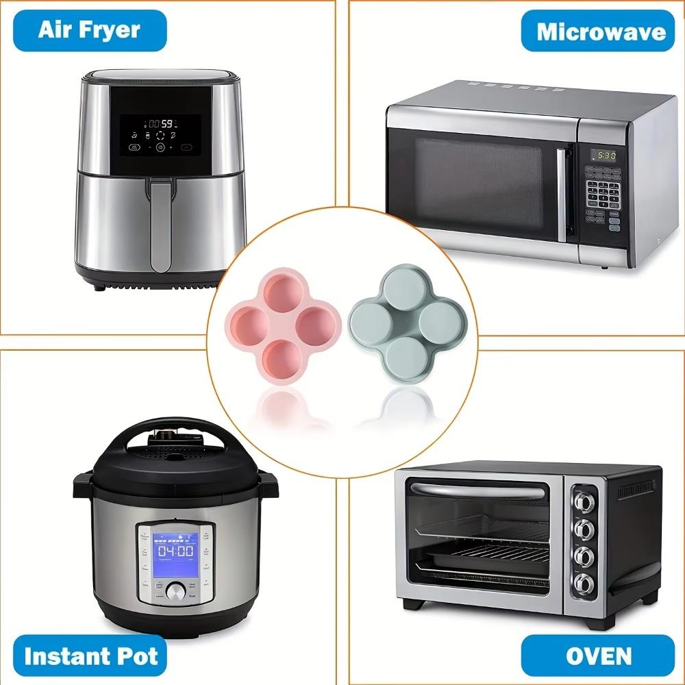 Air Fryer Eierform Runde Form 3/4 Mulden Antihaft-Silikon Muffin Hamburgerbrötchen Pfanne DIY Kochform Spiegelei Backwerkzeug