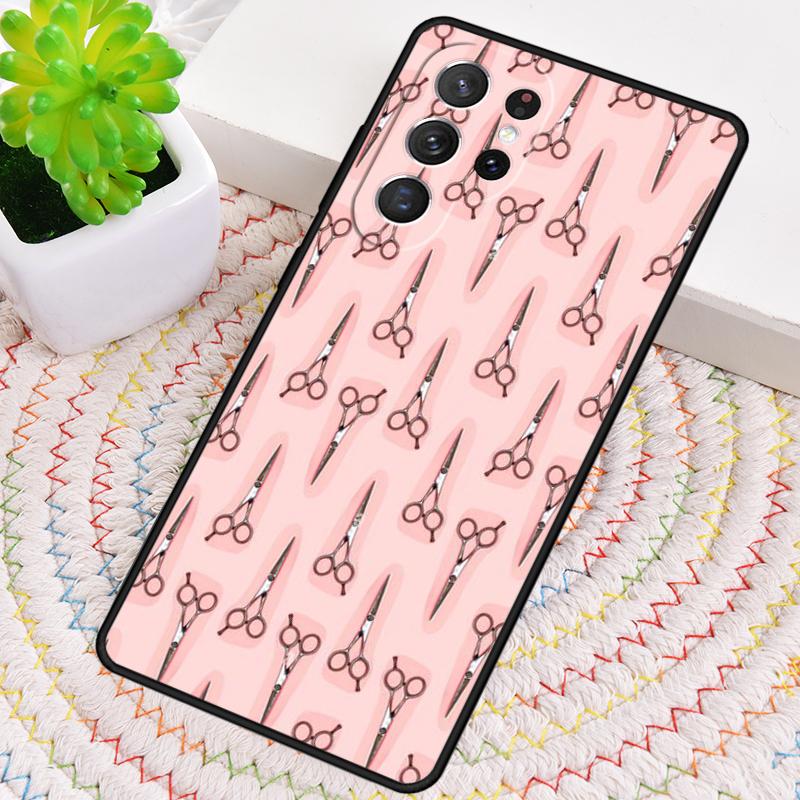 Barber Scissors Hairstylist Salon Pattern Phone Case for Samsung Galaxy Note 10 Pro S26 Ultra S23 S24 FE S25 S21 S22 PLUS Cover