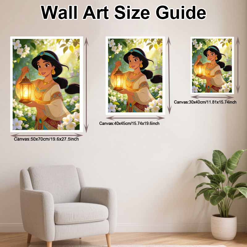 Disney Diamond Art Painting Kit 5D Jasmine Lantern Diamond Painting Dot Art Kit Home Wall Decor