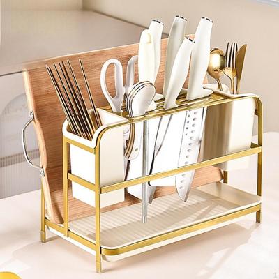 Cutlery Utensil Organizer Kitchen Counter Rack with Sink Tray Cutting Board Knife