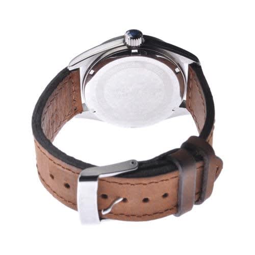 COPHA BASIC TIME 42 Men's Business Dress Watch, Limited Edition, Simple, High-Look Analog Quartz Movement, Officially Imported, Silver/Brown Leather S